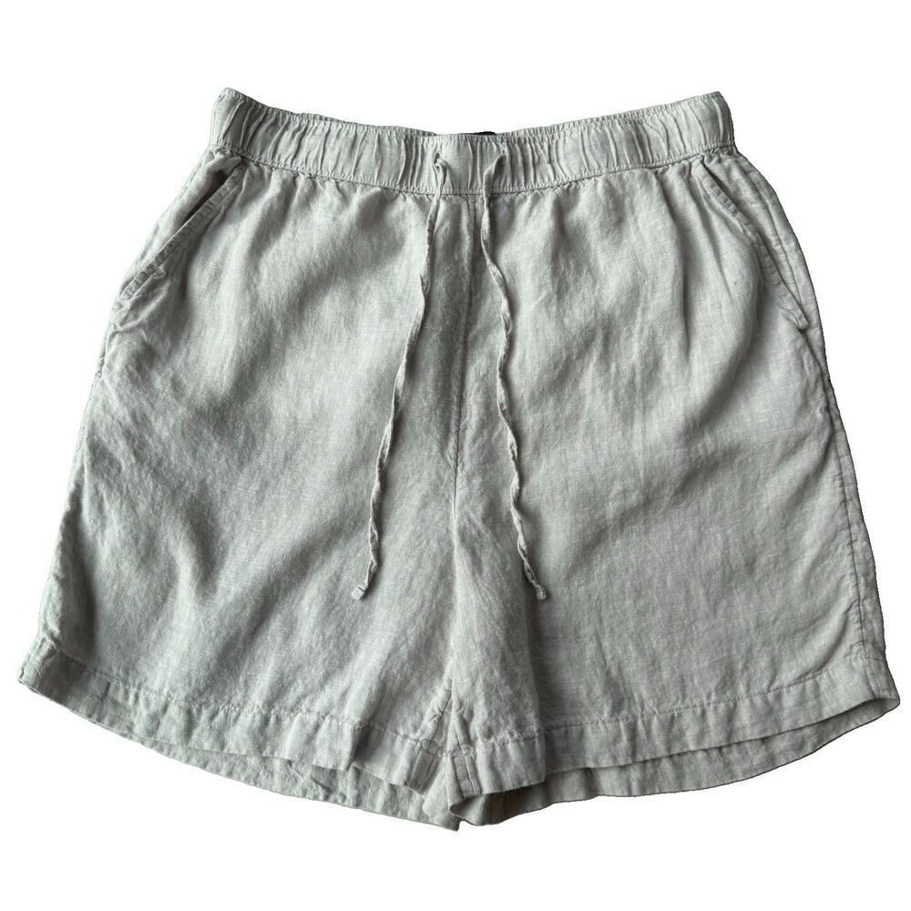 Tahari Linen Shorts Womens Medium Cream Comfort Waist Coastal Summer High Rise